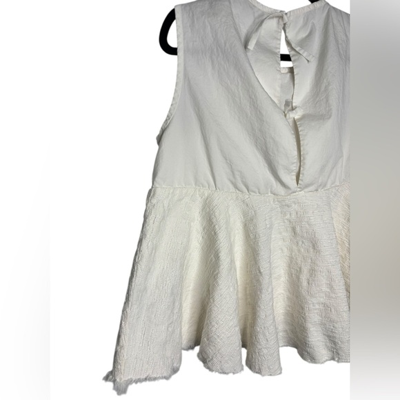 Tibi White Peplum Babydoll Sleeveless Boho Flowy Blouse Size 8 - Picture 4 of 12